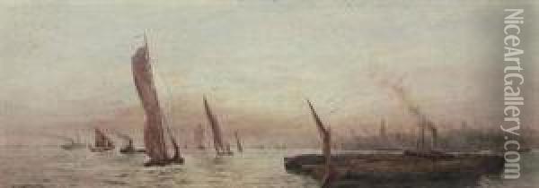 The Thames At Gravesend Oil Painting - Frederick E.J. Goff