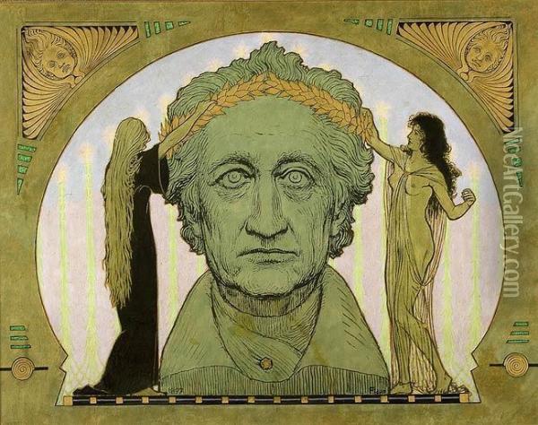 Monumentale Goethe-buste Oil Painting - Hugo Hoppener Fidus