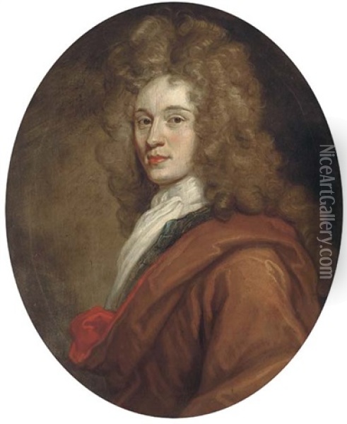 Portrait Of James Graham (1682-1742), 1st Duke Of Montrose, Half-length, In A Brown Cloak And White Cravat Oil Painting - Sir John Baptist de Medina
