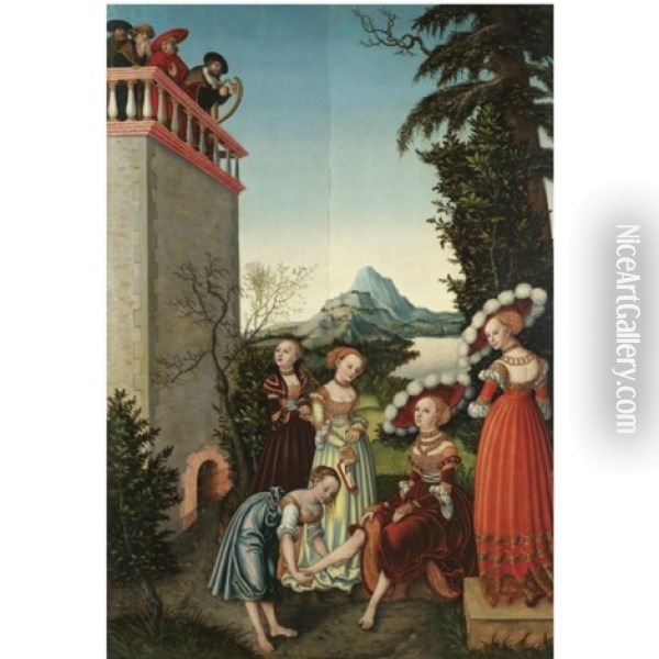 David And Bathsheba Oil Painting - Lucas Cranach the Elder