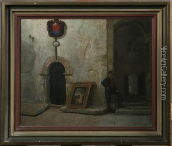 Klosterinteriormed Soldat Oil Painting - Jakob Kulle