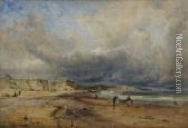 Spotties Hole, Sunderland, Tide Out Oil Painting - Harry Williams