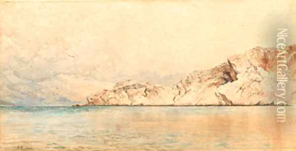 A rocky coastline Oil Painting - John Edward Brett