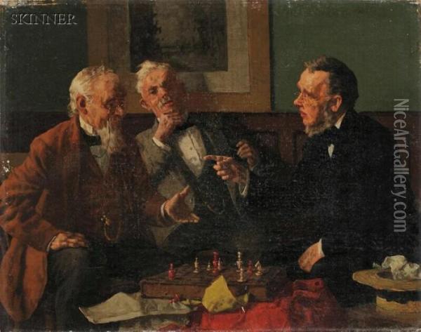 Game Of Chess Oil Painting - Louis Charles Moeller
