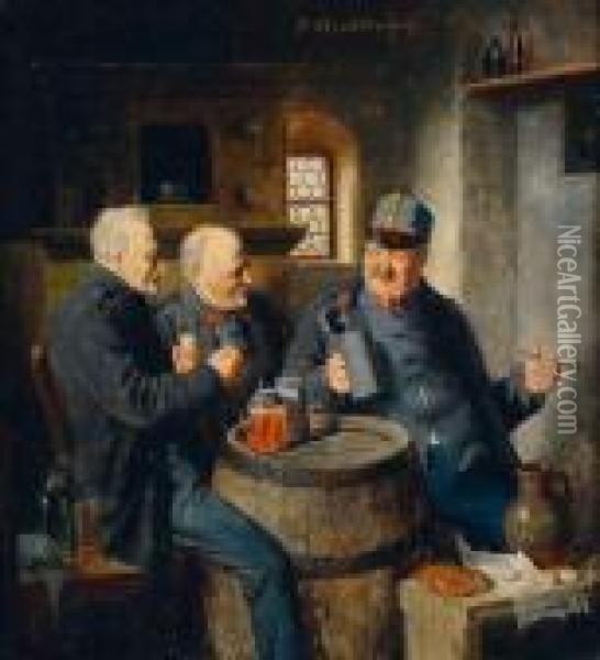 Umtrunk Der Veteranen Oil Painting - Friedrich V. Malheim Friedlaender