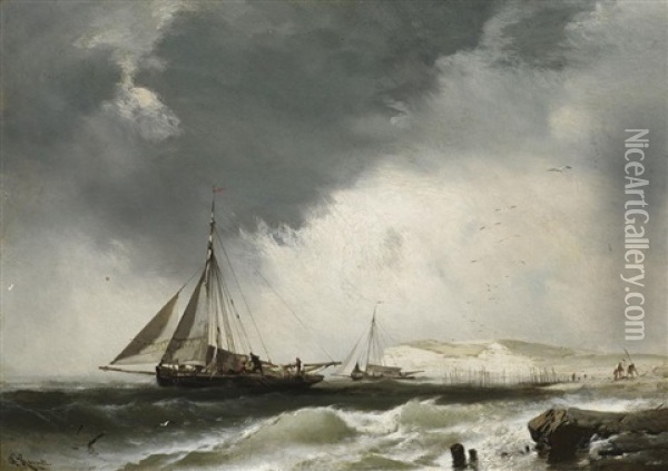 Fischerboote An Bretonischer Kuste Oil Painting - Charles Hoguet