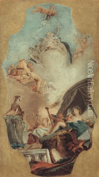 Allegorie - Studio Per Soffitto Oil Painting - Francesco Lorenzi