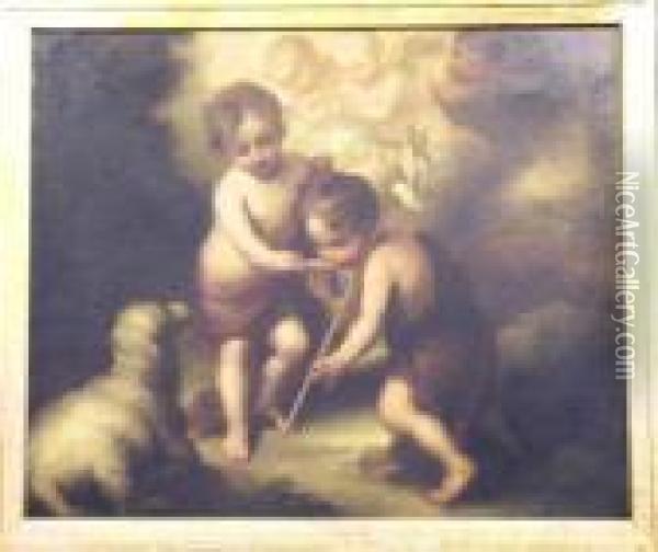The Christ Child Offering A Drink Of Water To The Infant John Thebaptist Oil Painting - Bartolome Esteban Murillo