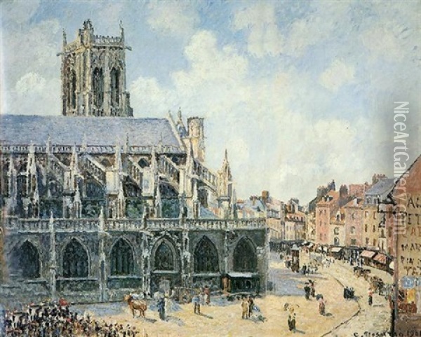 L'eglise Saint-jacques A Dieppe Matin, Soleil Oil Painting - Camille Pissarro