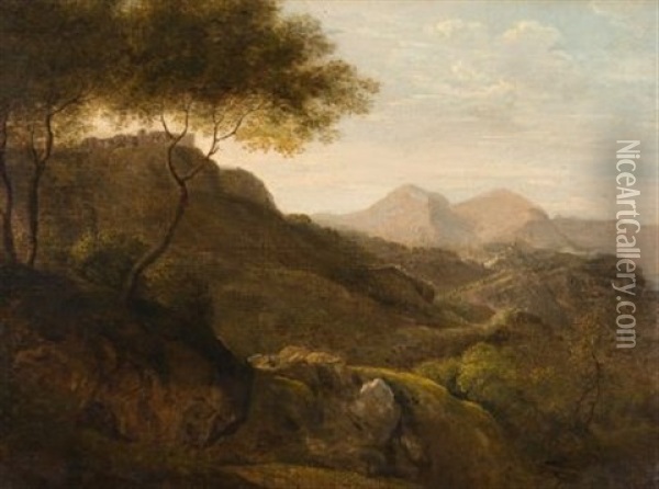 Blick Bei Civitella Auf Die Mamellen In Den Sabiner Bergen Oil Painting - Georg Maximilian Johann Von Dillis