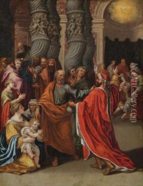 Bijbels Tafereel Uit De Acta Apostolorum In Barokke Kerk Oil Painting - Joseph Paelinck