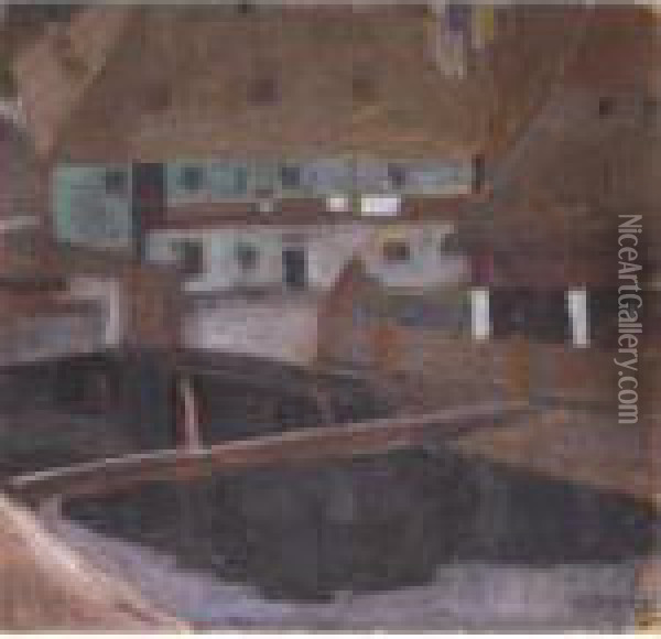 Hauser In Krumau Oil Painting - Egon Schiele