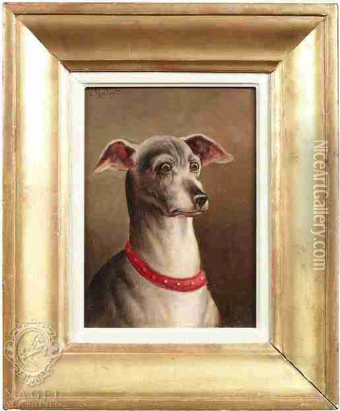 A Greyhound Oil Painting - Carl Reichert
