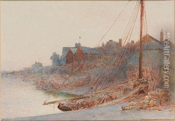 The Dream Barge, Topsham, Exeter Oil Painting - John White