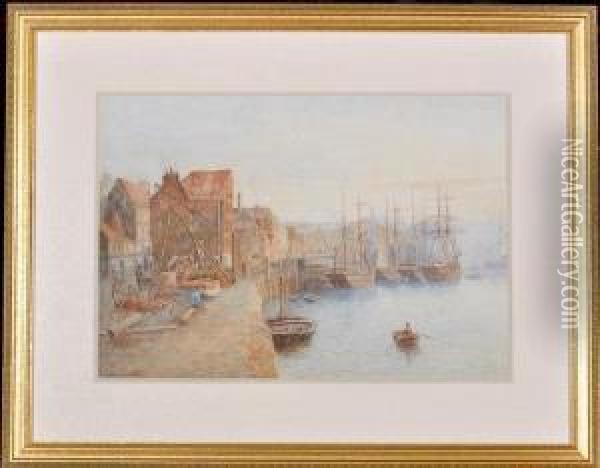 Sailing Ships In Sunderland Harbour Oil Painting - Anthony John Moore