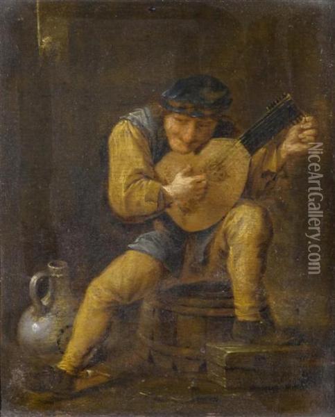 Lute Player Oil Painting - David The Younger Teniers