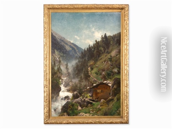 Floitental In Tirol Oil Painting - Joseph Rummelspacher