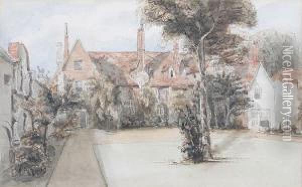 Binnenkoer Met Cottages Oil Painting - Heneage Finch