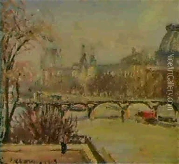 Le Louvre, Matin Oil Painting - Camille Pissarro