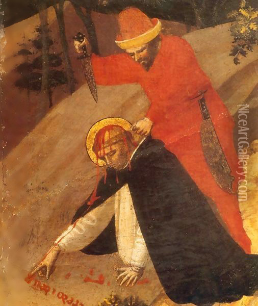 St Peter Martyr Altarpiece (detail) Oil Painting - Angelico Fra