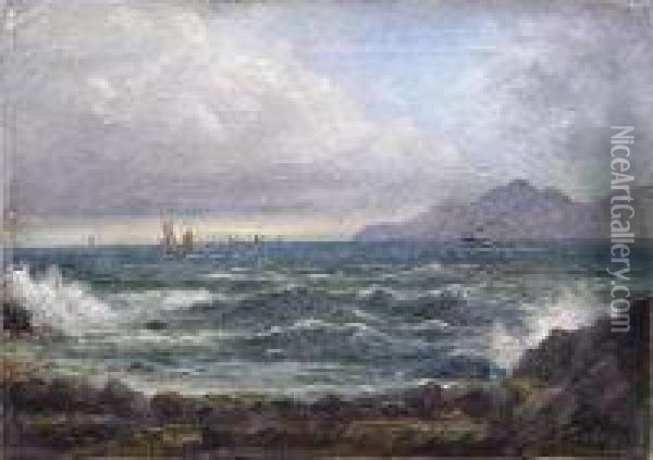Rocky Coast With Shipping Oil Painting - Alexander Finlay