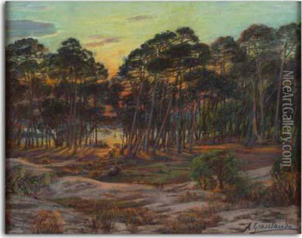 Crepuscule D'ete Sur La Pinede Oil Painting - Louis Aime Grosclaude