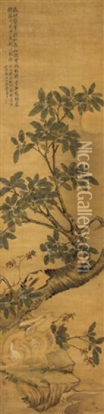 Rabbit And Flower Oil Painting -  Yun Shouping