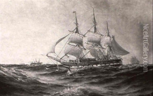 Clipper Ship Oil Painting - Herman Gustav af Sillen