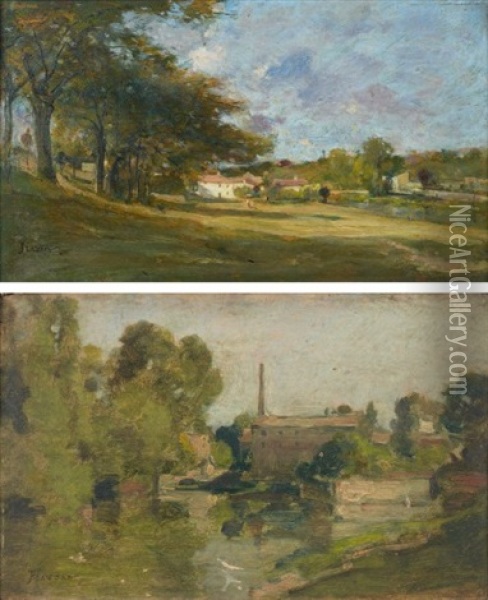 Paysages Du Midi (+ Another; Verso) Oil Painting - Antoine Emile Plassan