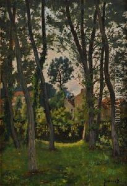 Arbres,sous Bois Et Maisons Oil Painting - Pierre Ernest Prins