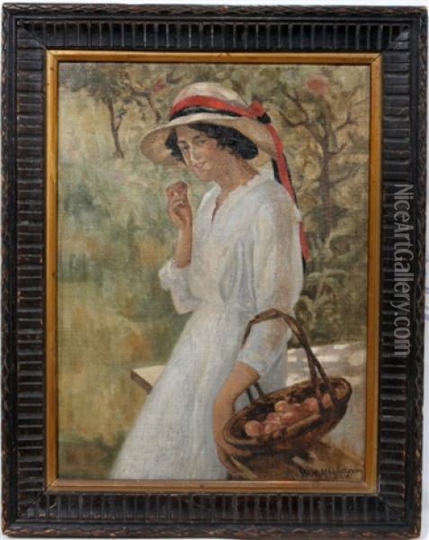 Lady With Fruit Oil Painting - William Henry Margetson