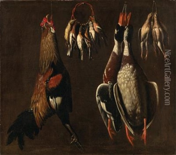 Still Life Of Birds Oil Painting - Evaristo Baschenis