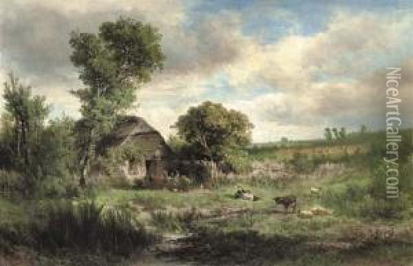 A Country Idyll Oil Painting - Johannes Warnardus Bilders