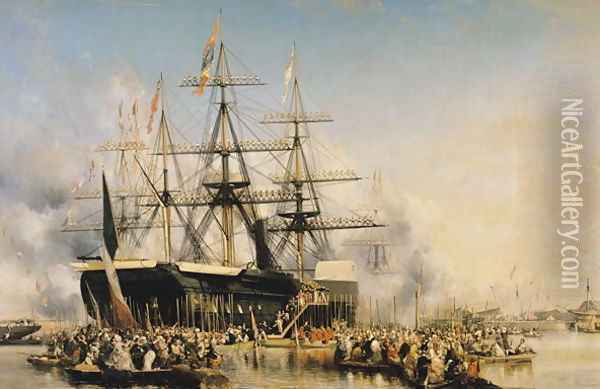 King Louis Philippe 1830-48 Disembarking at Portsmouth Oil Painting - Eugene Isabey
