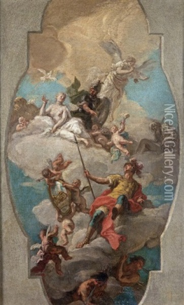 Apotheose D'un Guerrier, Etude Pour Un Plafond Oil Painting - Giovanni Battista Crosato