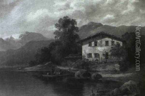 A Mountain Lake In Bavaria Oil Painting - Johann Friedrich Steinkopf