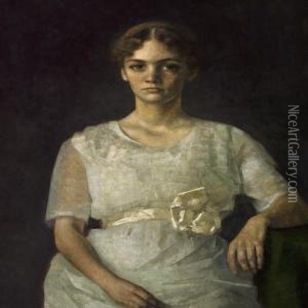 Portrait Of Miss Else Aagesen Oil Painting - Vilhelm Hammershoi