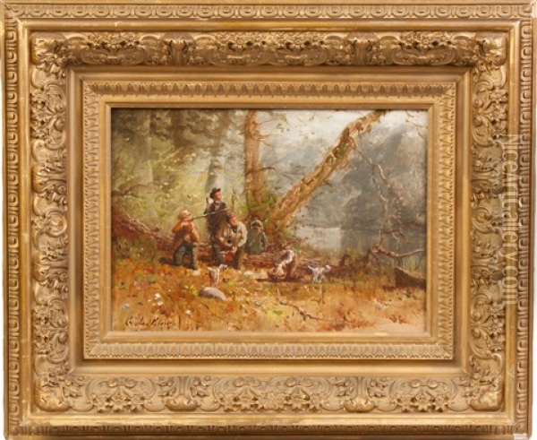 Hunting Party Oil Painting - George Lafayette Clough