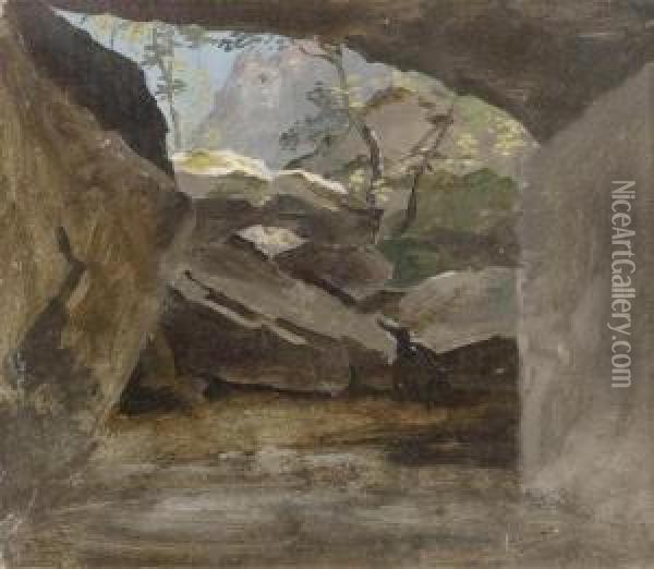 Rocky Landscape Oil Painting - Friedrich Salathe
