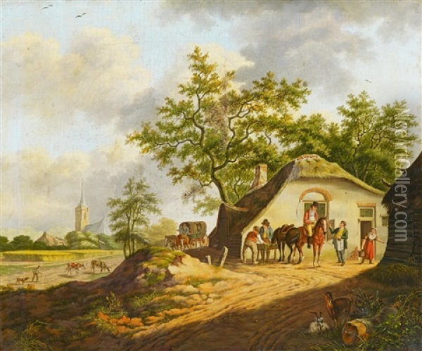 Landschaft Mit Gasthaus Oil Painting - Pieter Gerardus Van Os