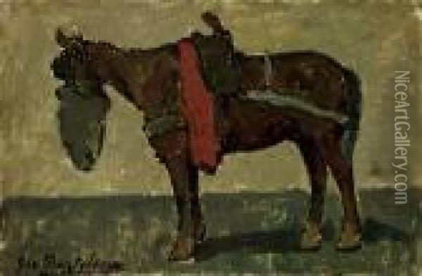 Cavallo A Riposo Oil Painting - Giovanni Bartolena