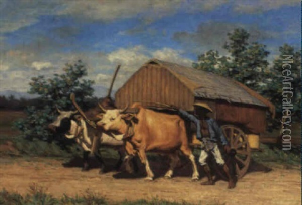 The Ox-cart Oil Painting - Wilhelm Beckmann