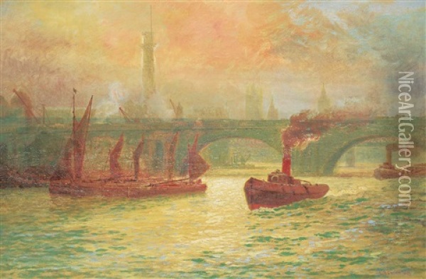 On The Thames Oil Painting - Lucius Richard O'Brien