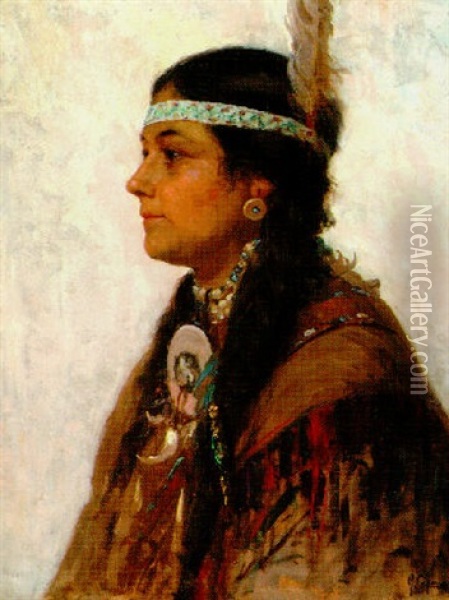 Portrait Of An Indian Woman Oil Painting - Gaetano Capone