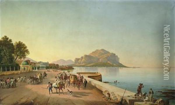 A Stroll In Palermo Oil Painting - Franz Ludwig Catel