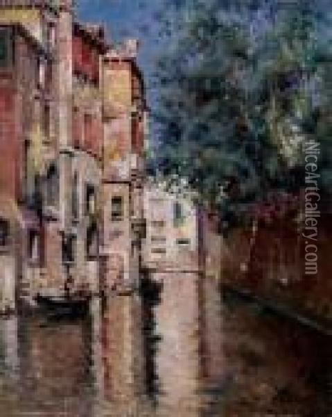 Canale Veneziano Oil Painting - Antonio Maria de Reyna