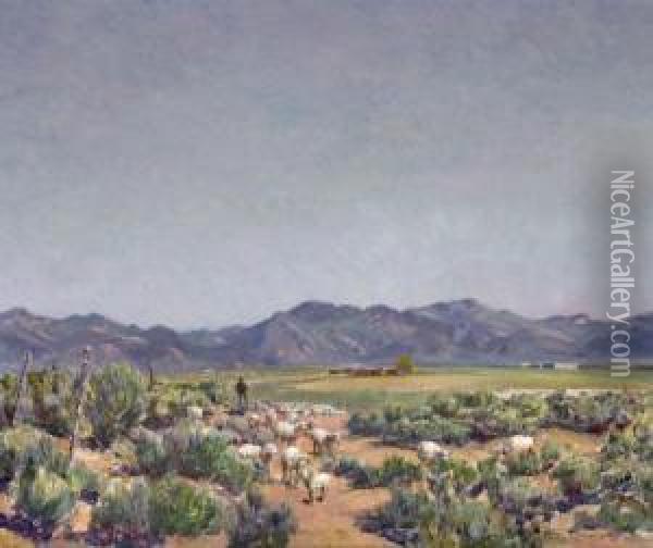 The Taos Sheep Herder Oil Painting - Oscar Edmund Berninghaus