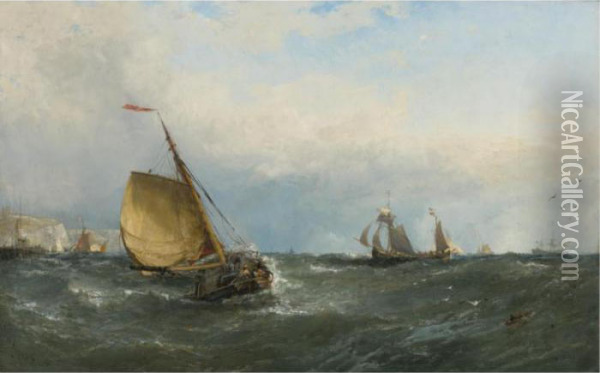 Dutch Boats Off Dover Oil Painting - Edwin Hayes