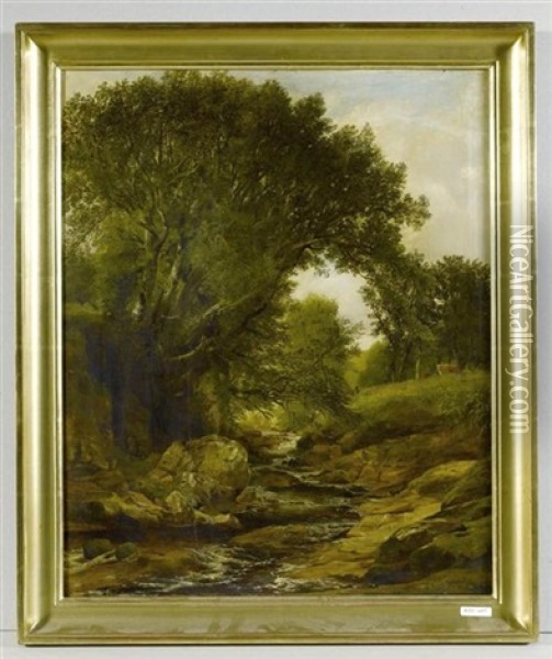 Waldlandschaft Mit Bach Und Kuhen Oil Painting - John Milne Donald