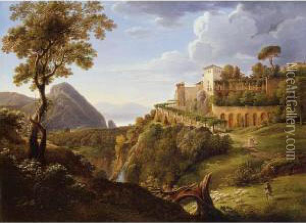 View Of The Convent Of San Antonio Near Posilippo, Naples Oil Painting - Pierre-Athanase Chauvin